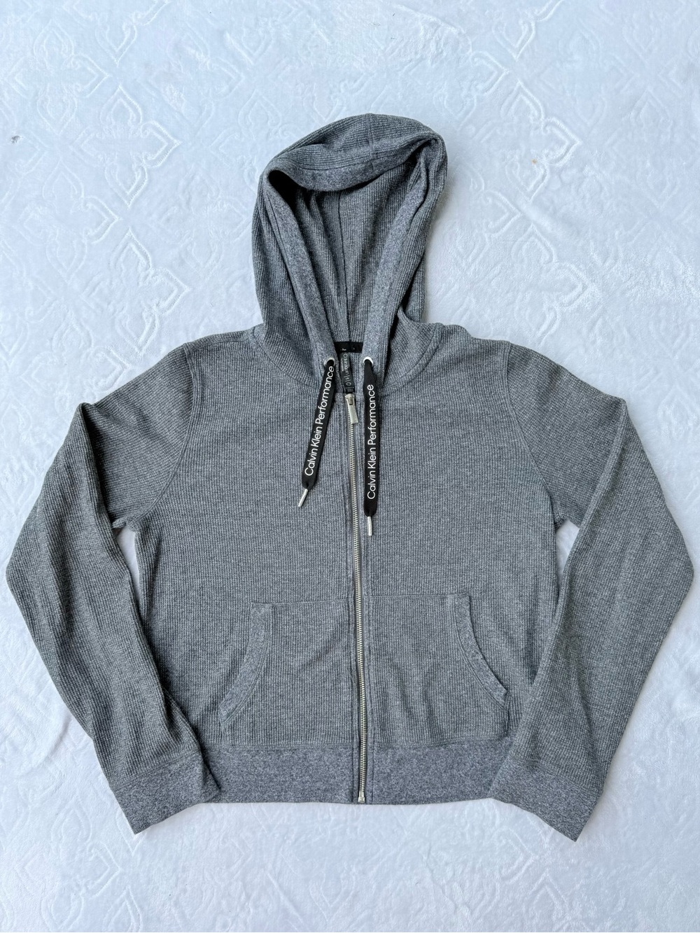 Calvin Klein Performance Gray Full-Zip Hooded Sweater